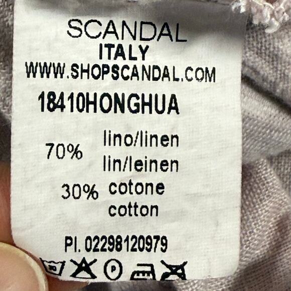 Scandal Italy Linen Tie Front Button Top Women’s M Pink Boho Beach Casual - Picture 6 of 7